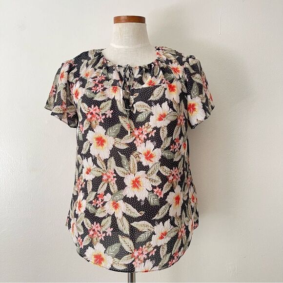 Rebecca Taylor Kamea Floral Silk blend top preowned size 4 - Picture 1 of 6